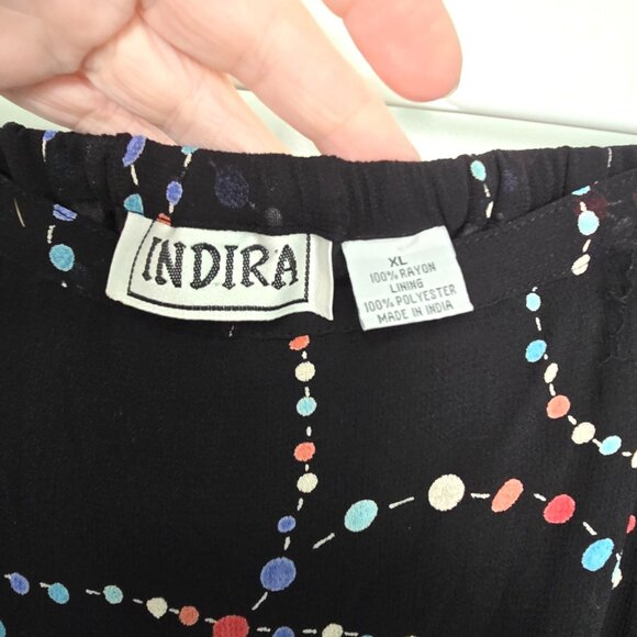 Indira Skirt Midi Length Tiered Black Multicolor Size XL Boho Layers Colorful - Picture 6 of 6